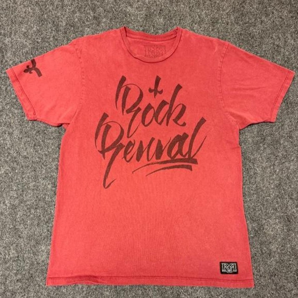 Rock Revival Mens Logo Graphic Tee Shirt Clay Red Cotton Large